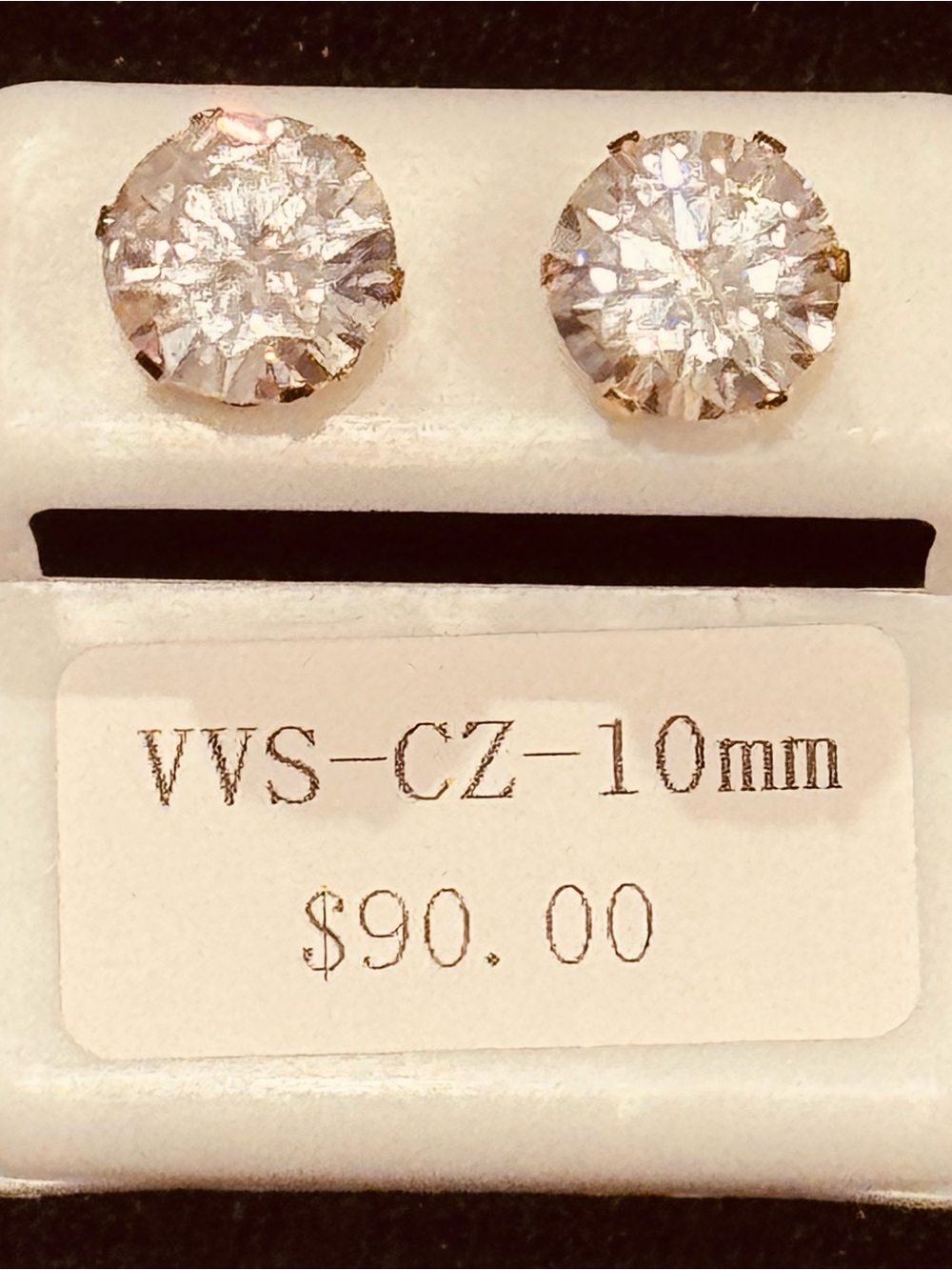 NWT AJ USA VVS CZ Stainless Steel Round Cut Stud Earrings - 10mm